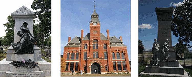 Photos l-r: Haymarket Martyrs Memorial (photo credit: Steelhoof); Pullman National Monument Site; Ludlow Monument (photo credit: DASonnenfeld) Photos l-r: Haymarket Martyrs Memorial (photo credit: Steelhoof); Pullman National Monument Site; Ludlow Monument (photo credit: DASonnenfeld)